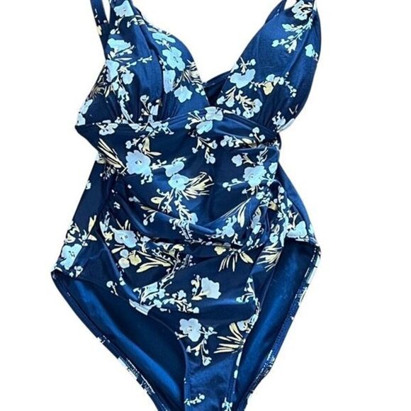 Niptuck Blue Floral One Piece Swimsuit Size - Picture 1 of 3
